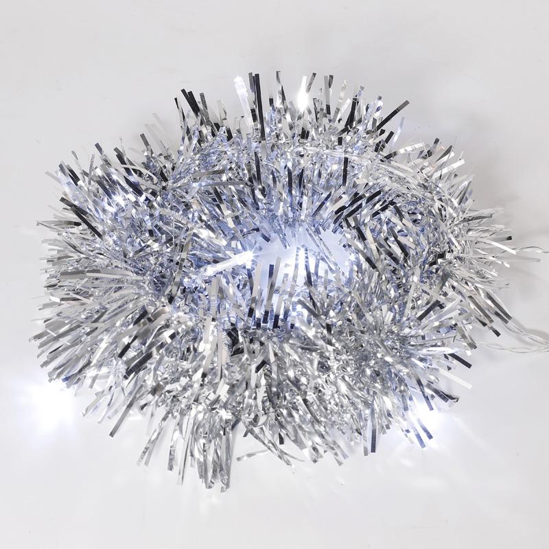 Гирлянда светодиодная "Мишура 1.5м 10LED" серебр. бел. провод прозр. 2хAA (батарейки не в комплекте) Neon-Night 304-011