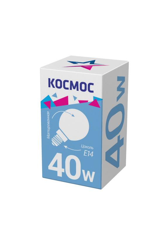 Лампа накаливания 40Вт шар матовая E14 КОСМОС LKsmSSpFr40E14 v2