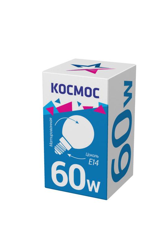 Лампа накаливания 60Вт шар матовая E14 КОСМОС LKsmSSpFr60E14 v2