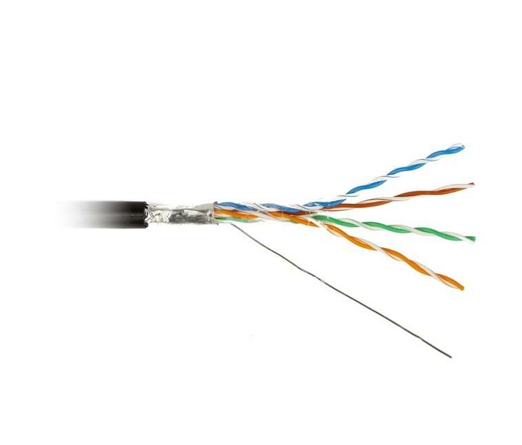 Кабель витая пара F/UTP кат.5e 4х2х24AWG solid PE OUTDOOR FUTP4-C5E-S24-OUT-PE-BK-500 черн. 500м (м) Hyperline 49110