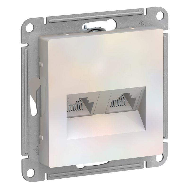 Механизм розетки компьютерной RJ45 2-м AtlasDesign CAT.5e жемчуж. SchE ATN000485