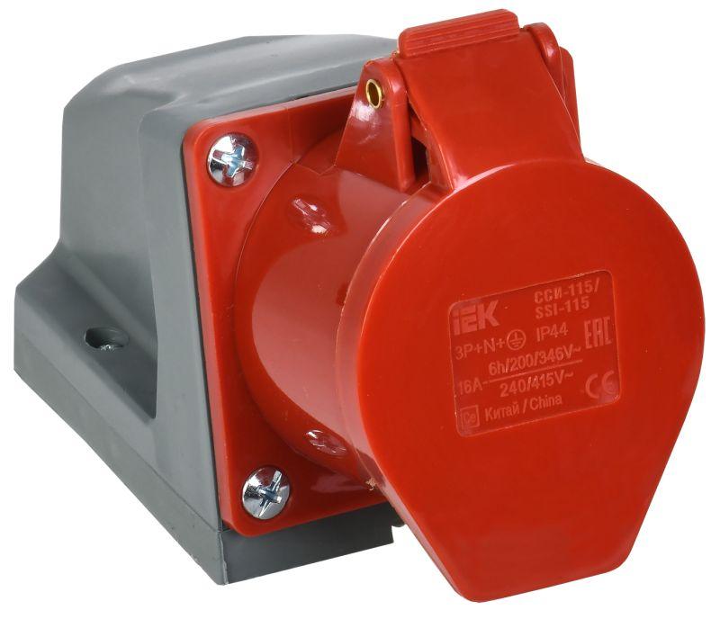Розетка ОП 16А 380В 3P+PE+N ССИ-115 IP44 IEK PSR12-016-5