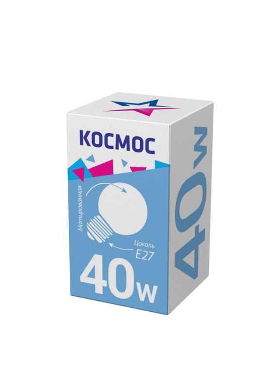 Лампа накаливания 40Вт шар матовая E27 КОСМОС LKsmSSpFr40E27 v2